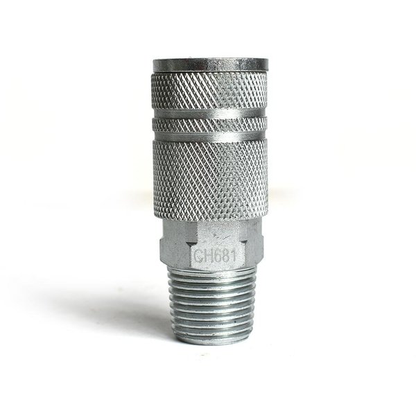 Interstate Pneumatics 3/8 Inch Industrial Steel Coupler x 1/2 Inch Male NPT, PK 50 CH681-50K